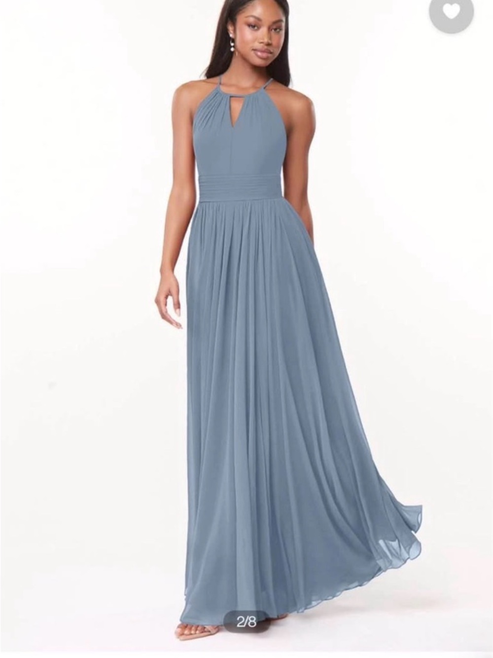Azazie Cherish Dusty Blue Halter Maxi Dress